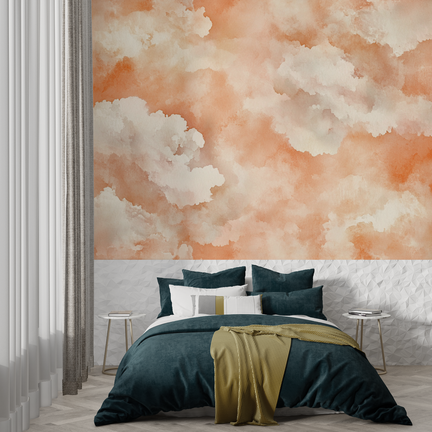 Pastel Cloudy Sky Terracotta Wallpaper | Murals Wallpaper