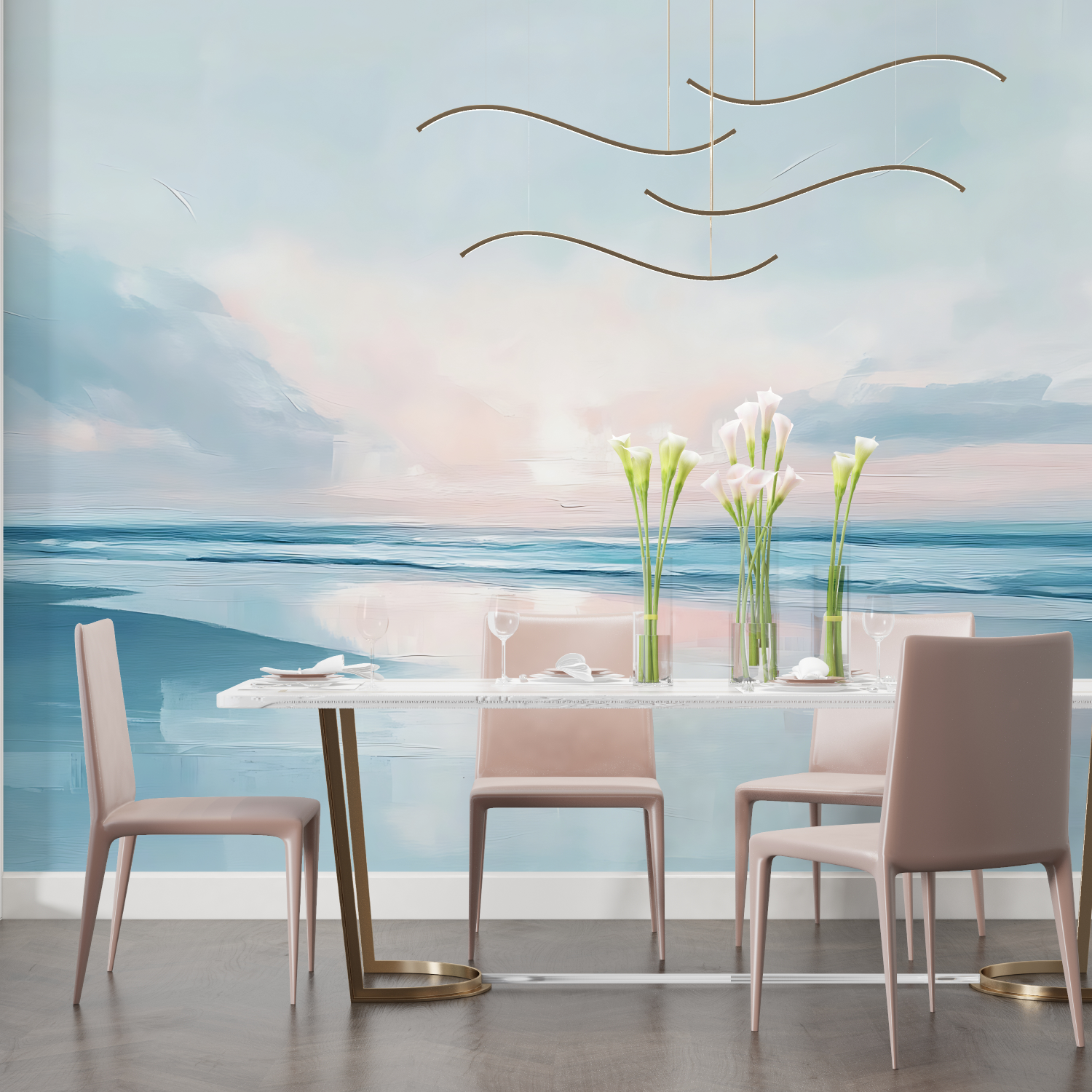 Watercolor Ocean Trompe L'Oeil Wallpaper | Murals Wallpaper
