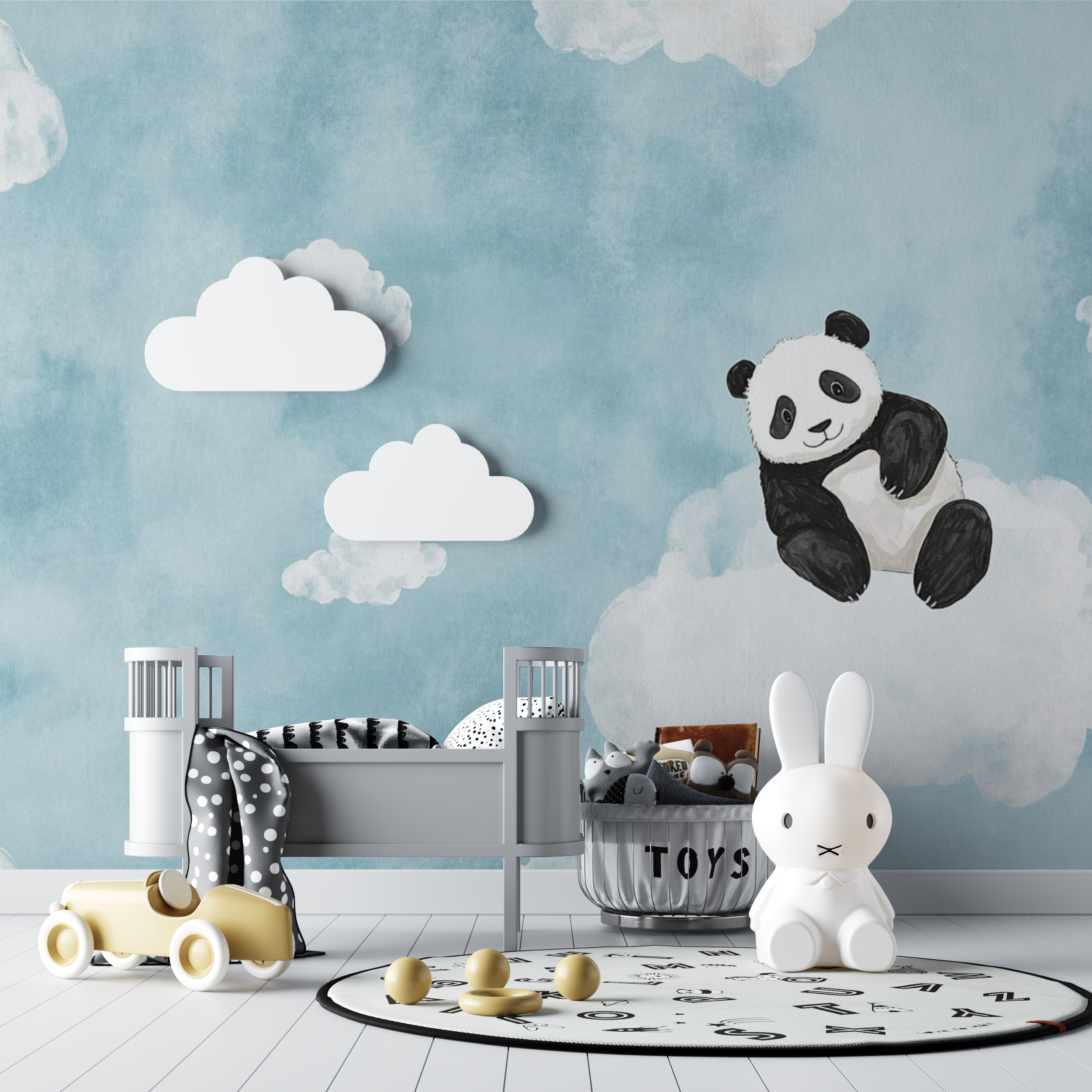Panda and Clouds Wallpaper | Murals Wallpaper