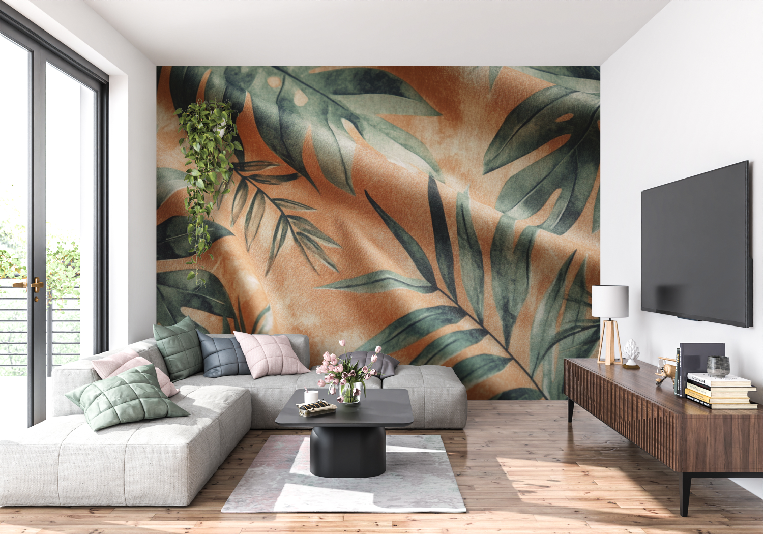 Terracotta and Sage Green Wallpaper | Murals Wallpaper
