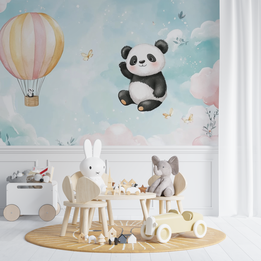 Panda and Hot Air Balloon Wallpaper | Murals Wallpaper