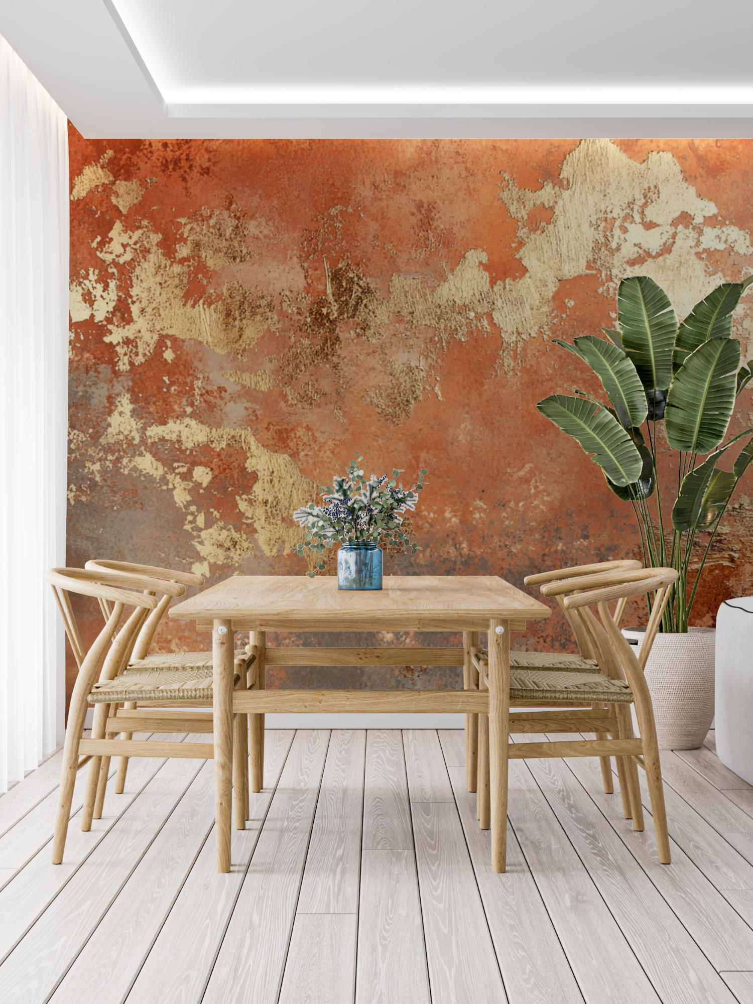 Terracotta Wallpaper with Metallic Gold Highlights | Murals Wallpaper