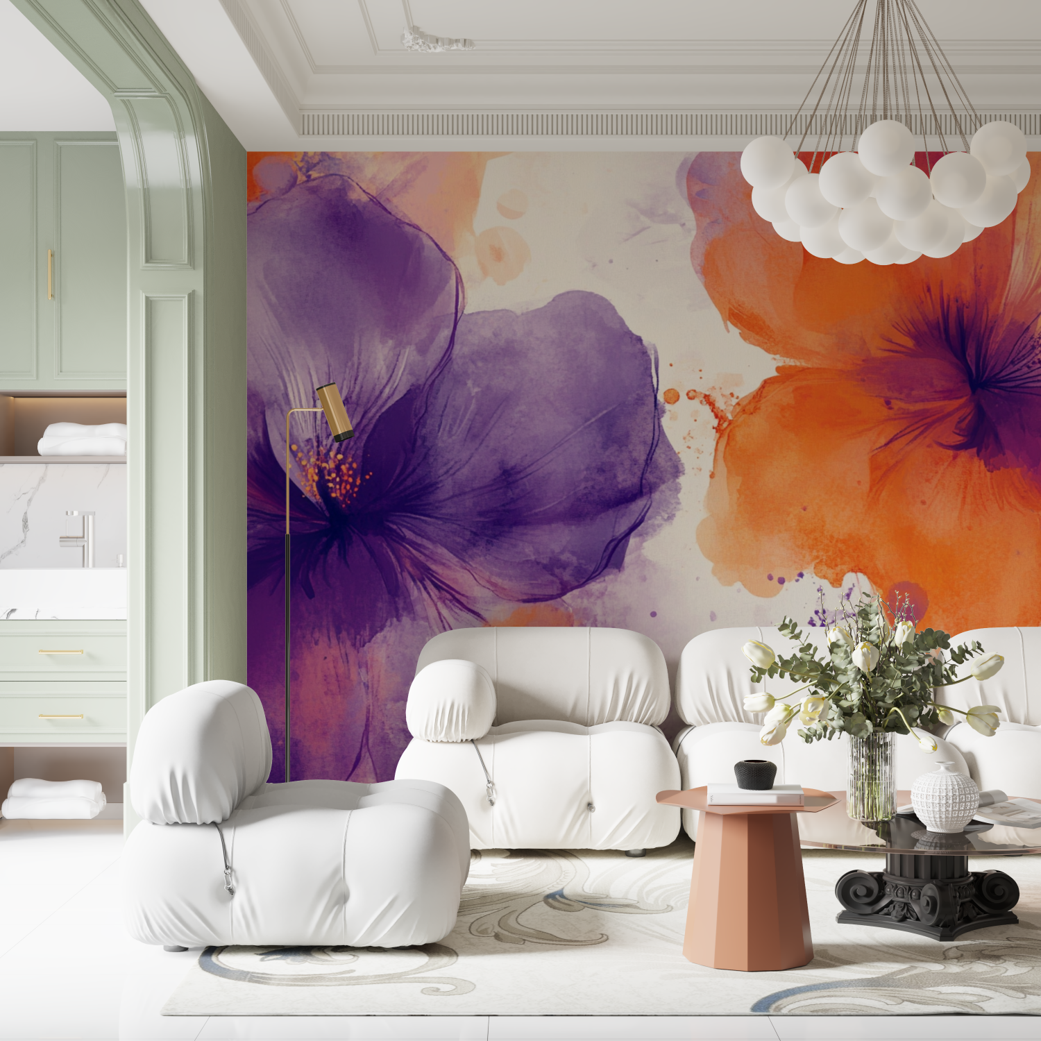 Watercolor Abstract Floral Pattern Wallpaper | Murals Wallpaper