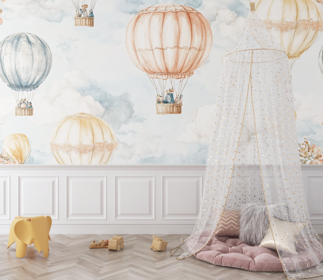 Vintage Watercolor Hot Air Balloon Wallpaper | Murals Wallpaper