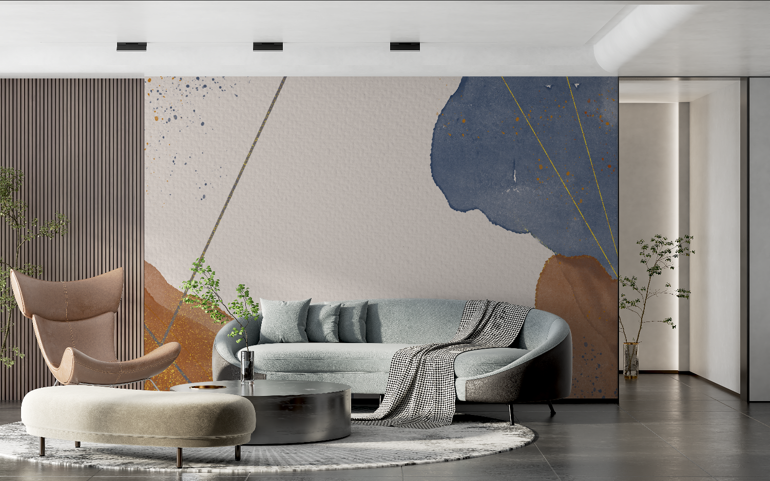 Watercolor Brown Gold Wallpaper | Murals Wallpaper