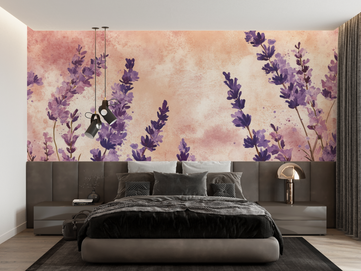 Terracotta and Lavender Wallpaper | Murals Wallpaper