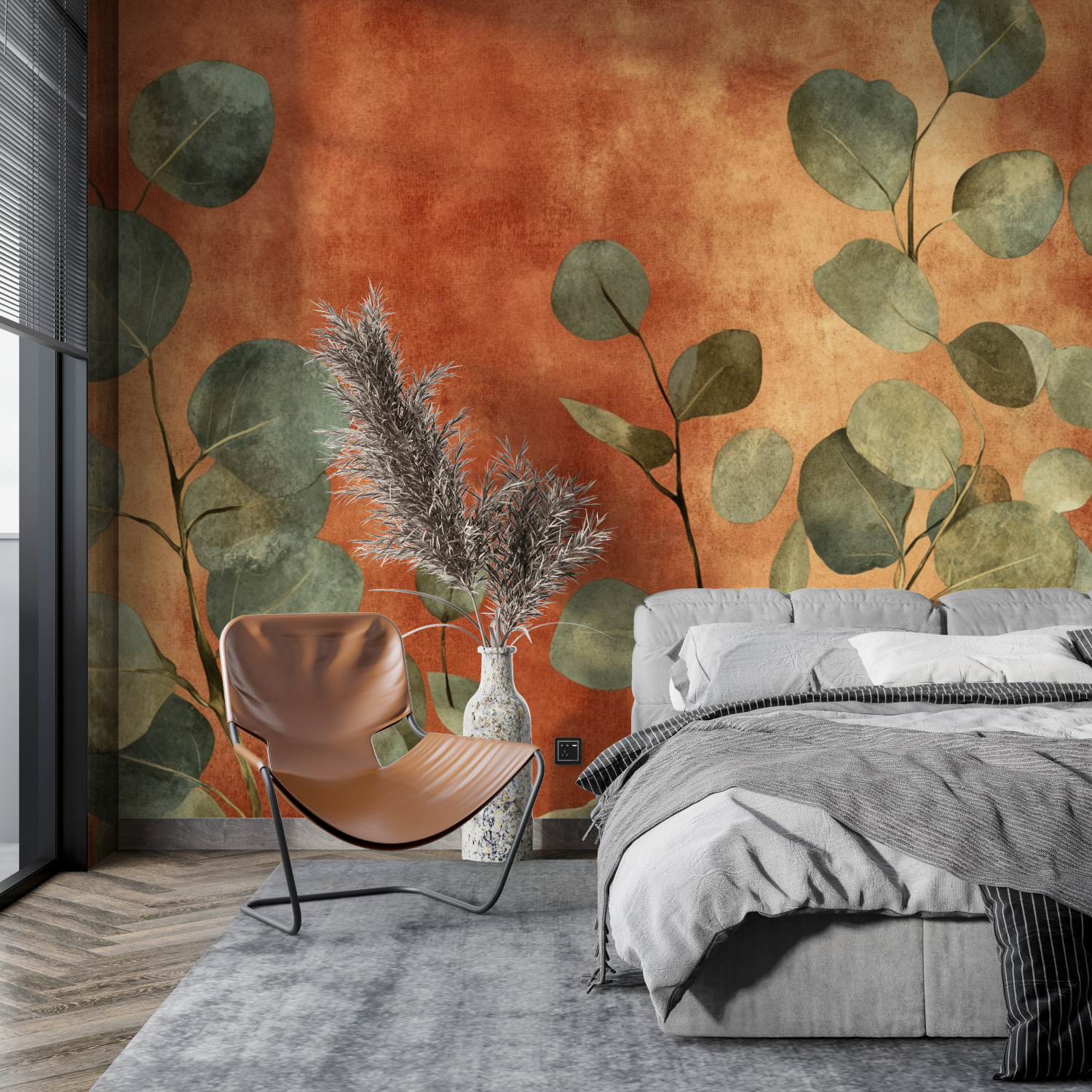 Terracotta and Eucalyptus Styled Wallpaper | Murals Wallpaper