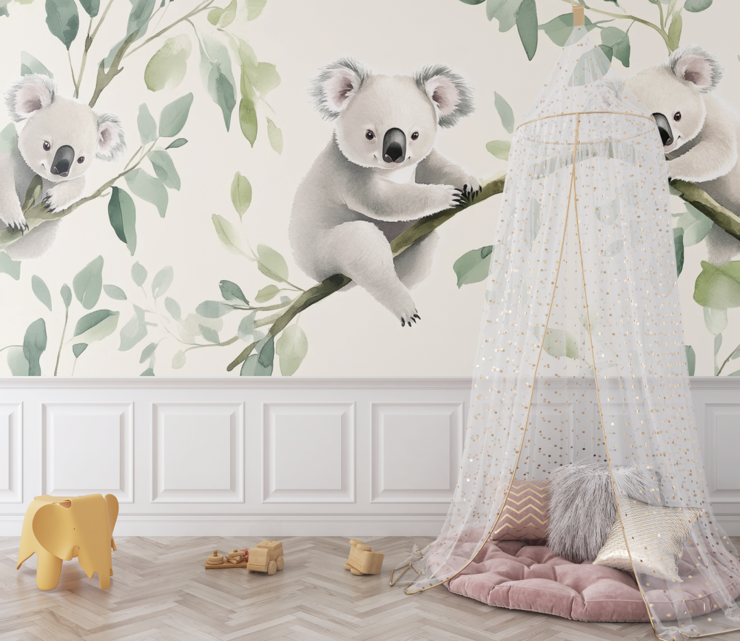 Koala Wallpaper on a Soothing Cream Background | Murals Wallpaper