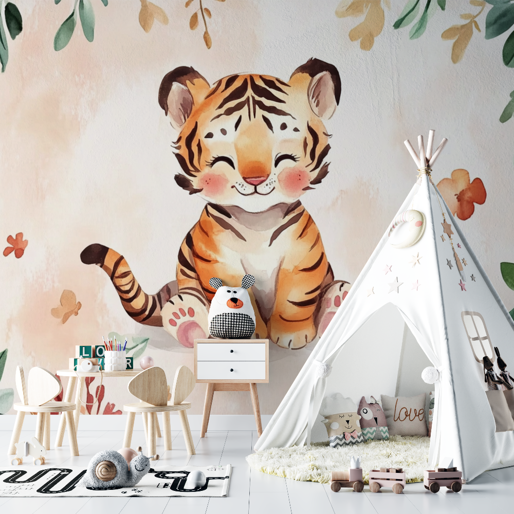Watercolor Baby Tiger Wallpaper | Murals Wallpaper