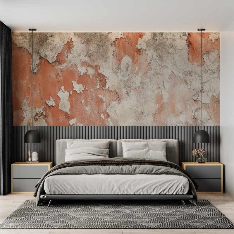 Terracotta Wallpaper with Waxed Concrete Effect | Murals Wallpaper