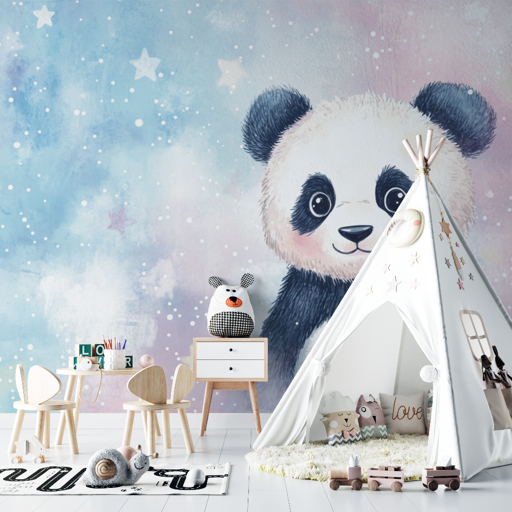 Panda and Shooting Stars Wallpaper | Murals Wallpaper