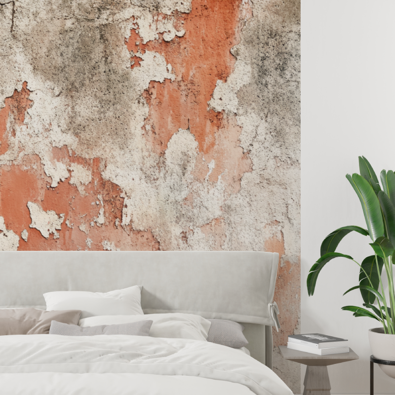 Terracotta Concrete Effect Wallpaper | Murals Wallpaper