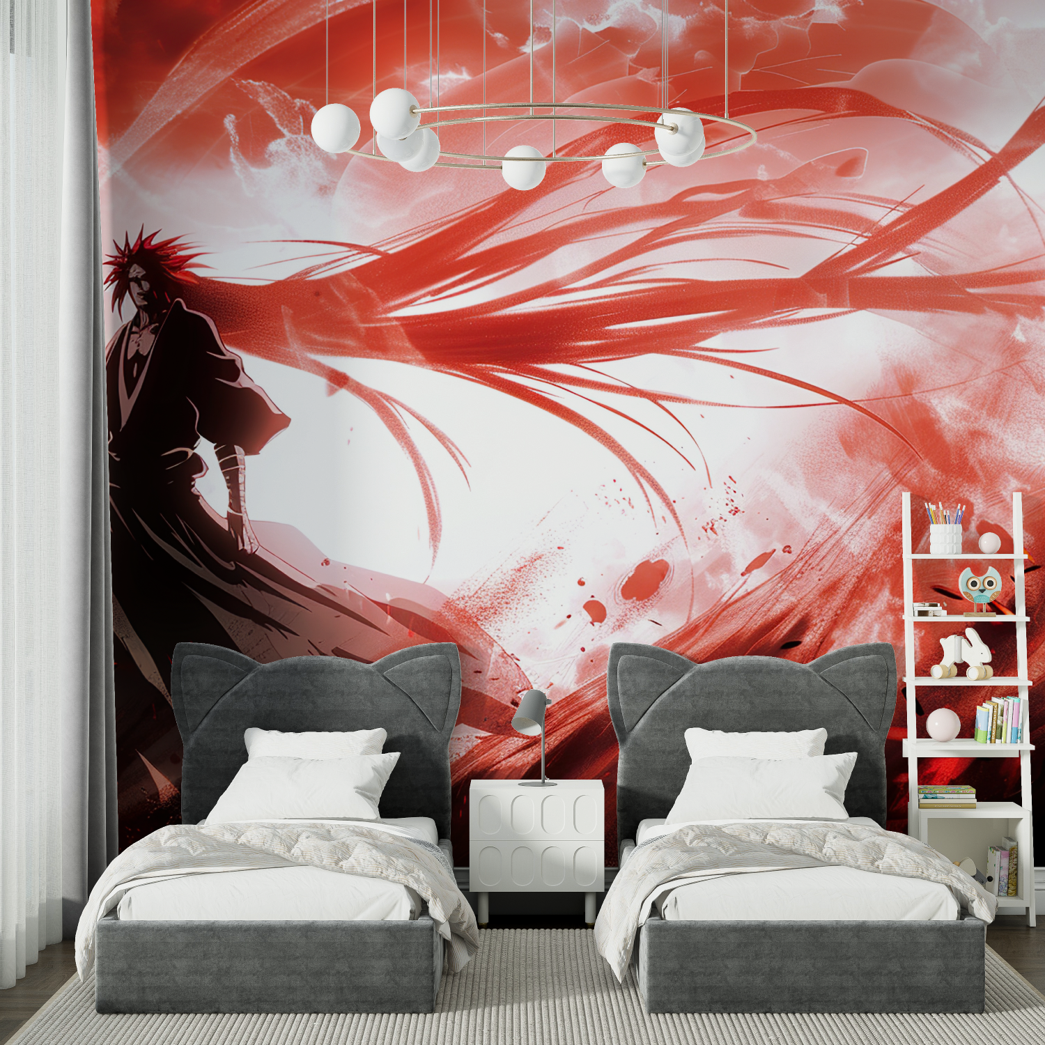 Red TornTeenager Anime Wallpaper | Murals Wallpaper