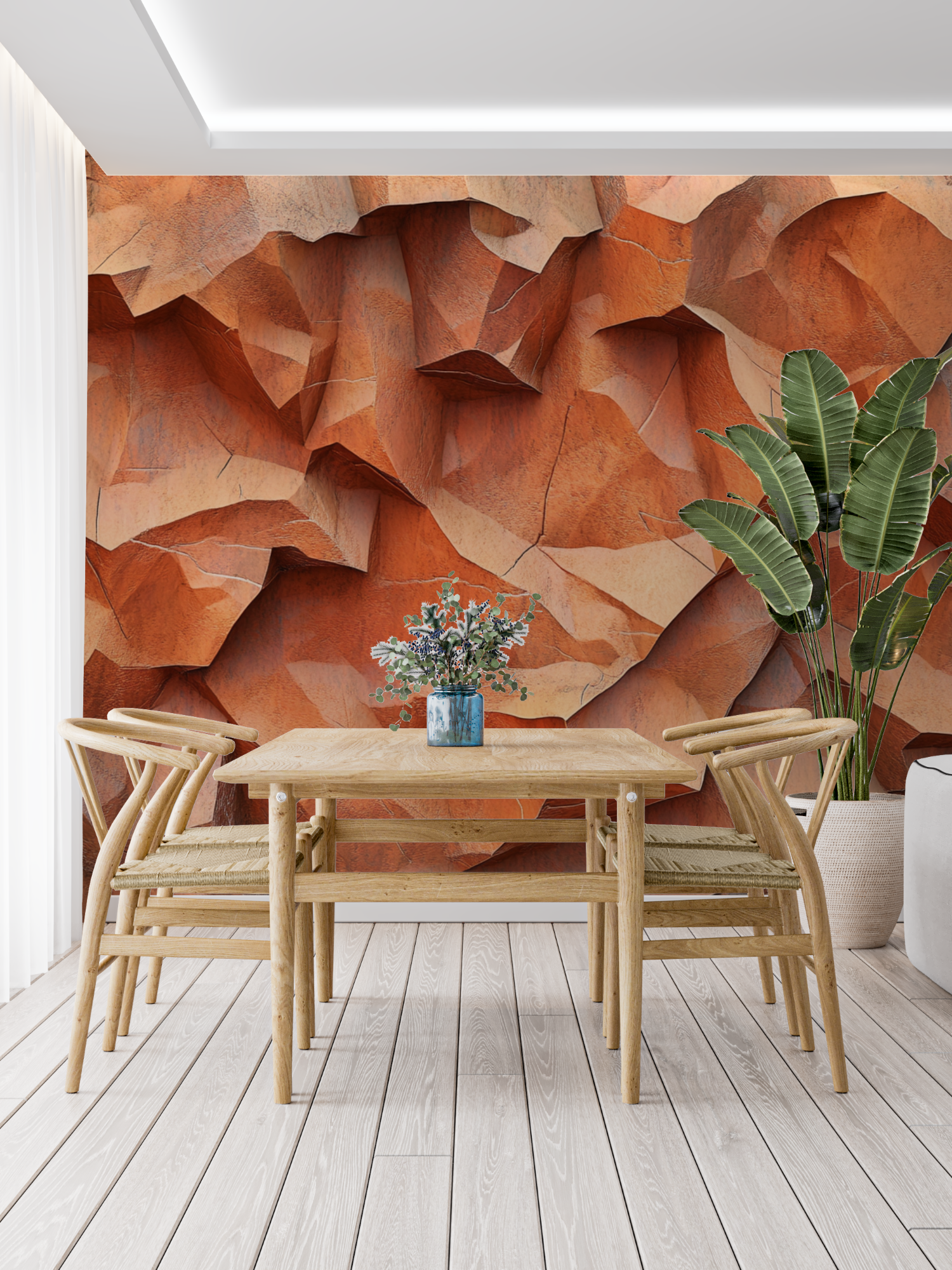 Terracotta Natural Stone Effect Wallpaper | Murals Wallpaper