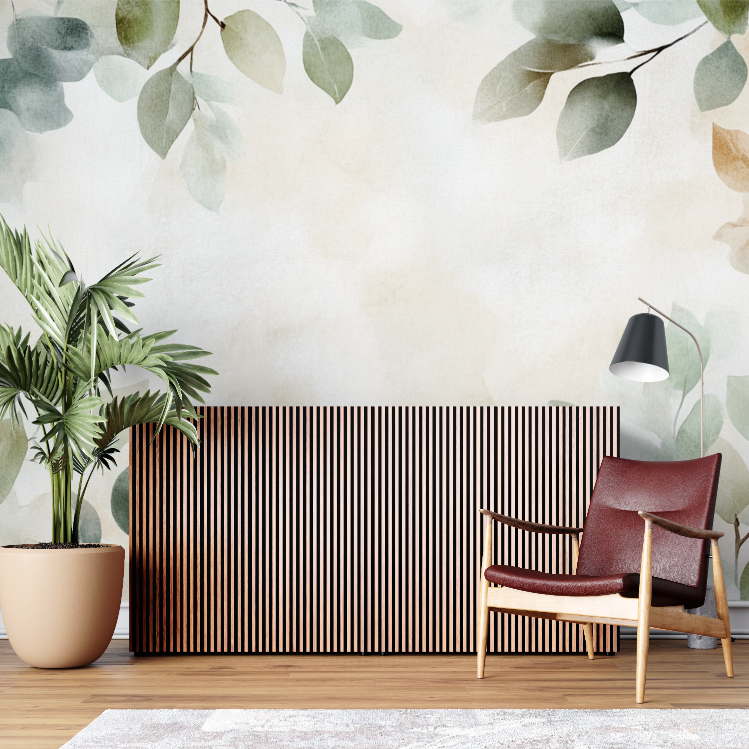 Watercolor Wallpaper with Branches and Wild Plants | Murals Wallpaper