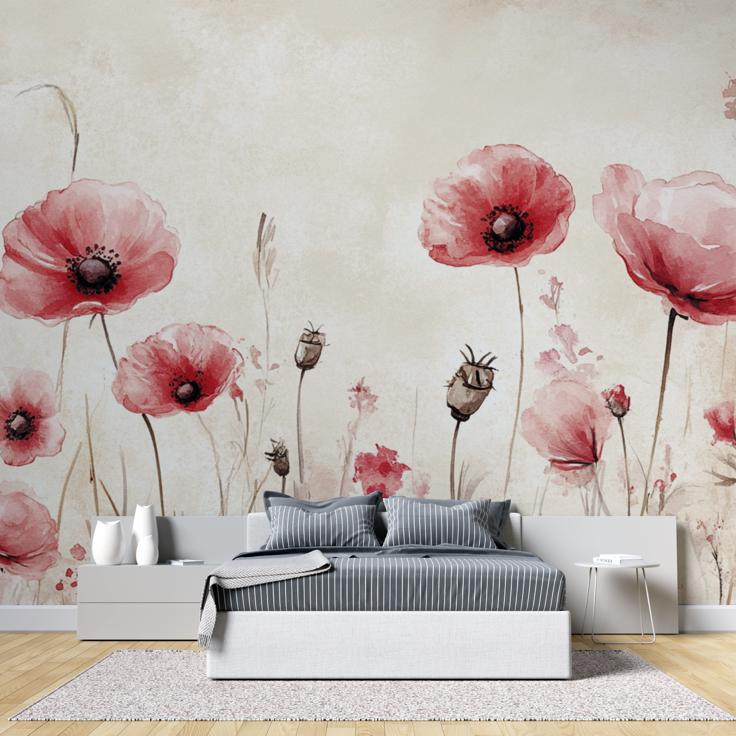 Watercolor Painted Pink Flower Wallpaper | Murals Wallpaper