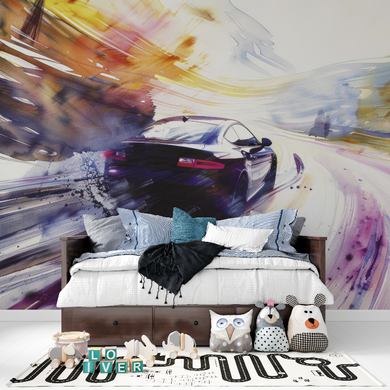 Watercolor Car Design Wallpaper | Murals Wallpaper