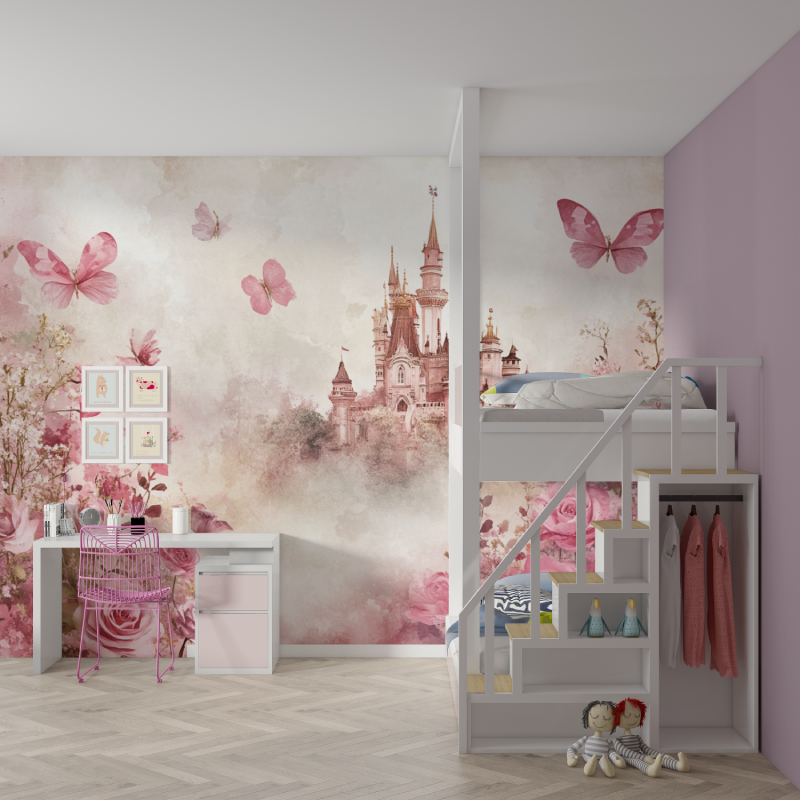 Princess Castle and Flowers Wallpaper | Murals Wallpaper