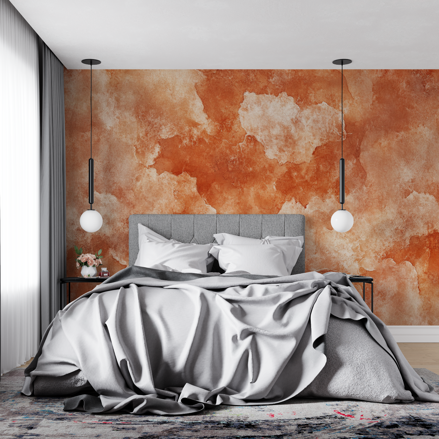 Terracotta Abstract Art Wallpaper | Murals Wallpaper