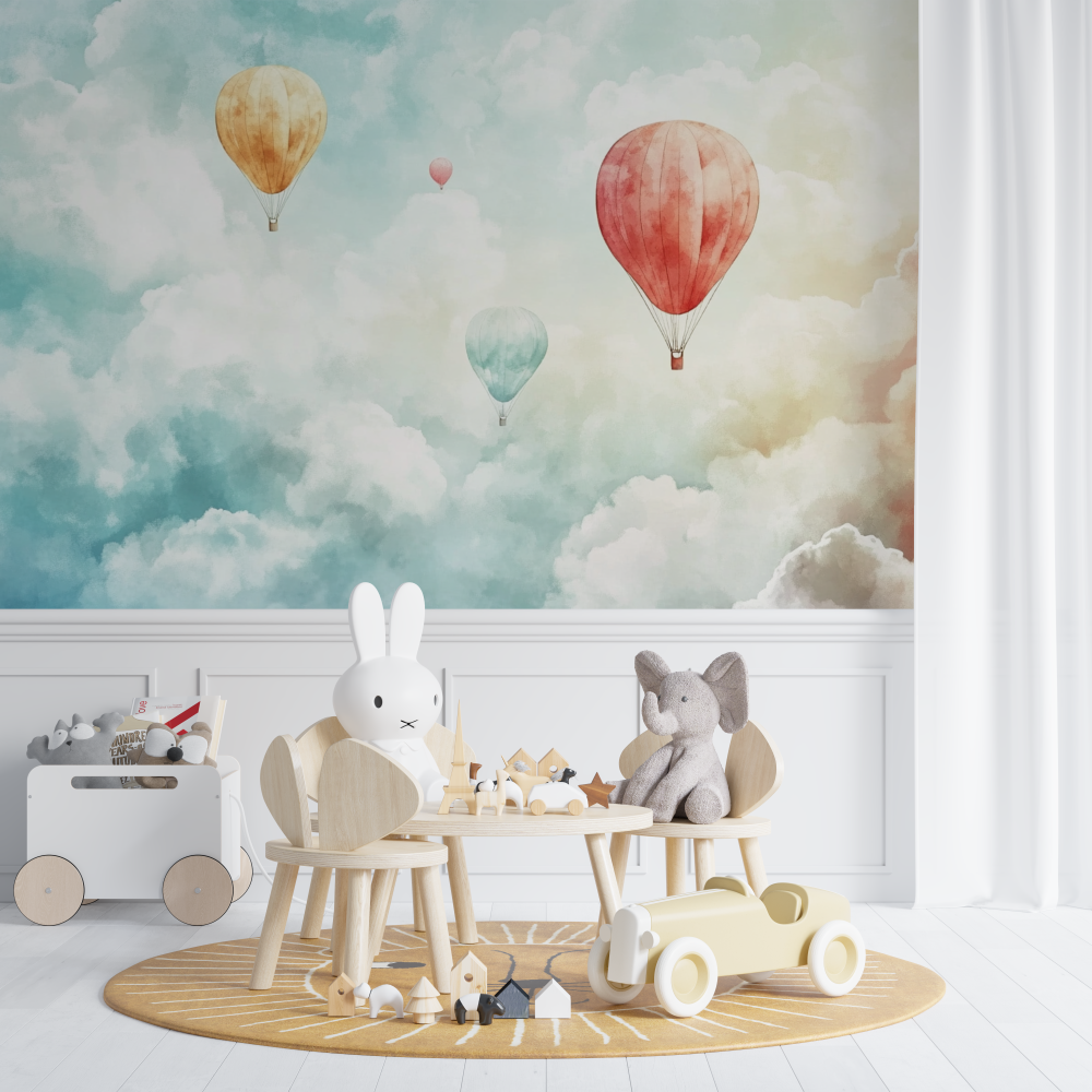 Hot Air Balloon and Cloud Cotton Wallpaper | Murals Wallpaper