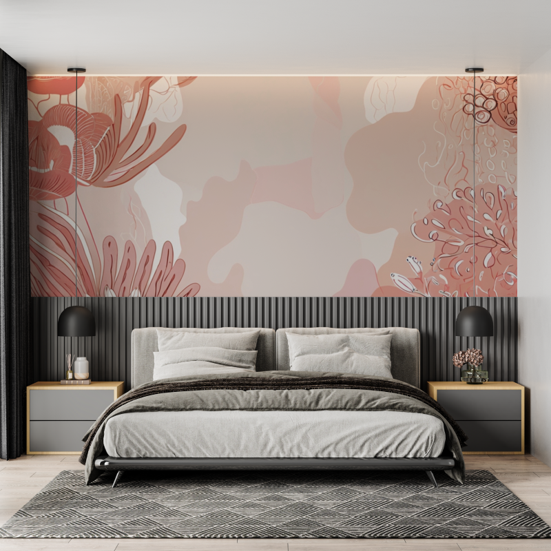 Papier peint pour chambre cocooning rose mural adulte