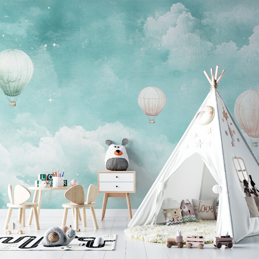 Hot Air Balloon and Seascapes Wallpaper | Murals Wallpaper