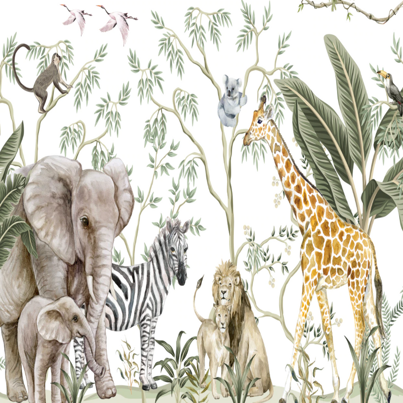 Animals Wallpaper <br/> Giraffe and Elephant Safari