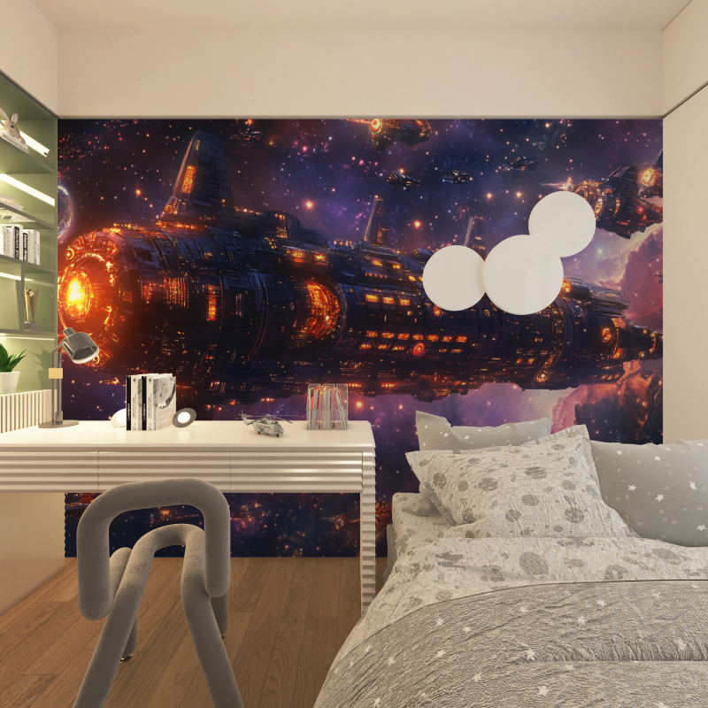 Papier peint vaisseau spatial tapisserie chambre adolescents