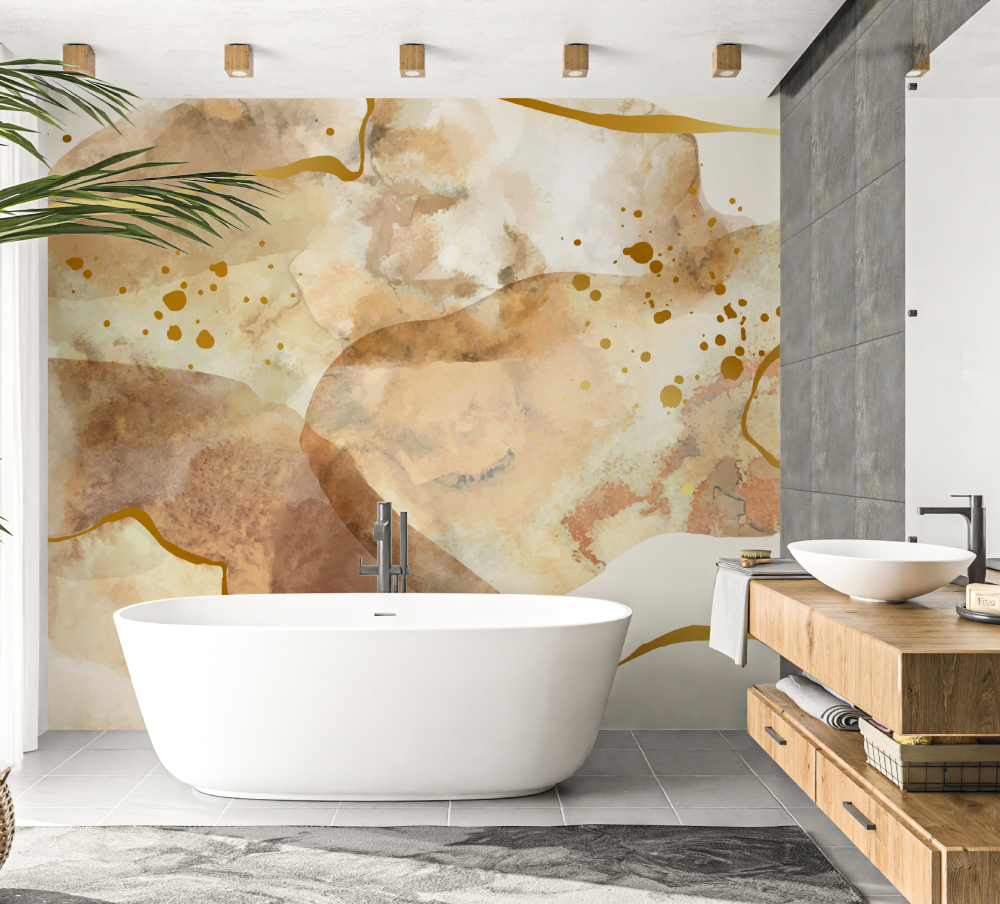 Gold Splash Wallpaper Bathroom | Murals Wallpaper