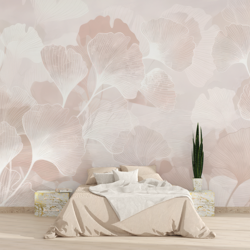 Powder Pink Floral Cocooning Wallpaper | Murals Wallpaper