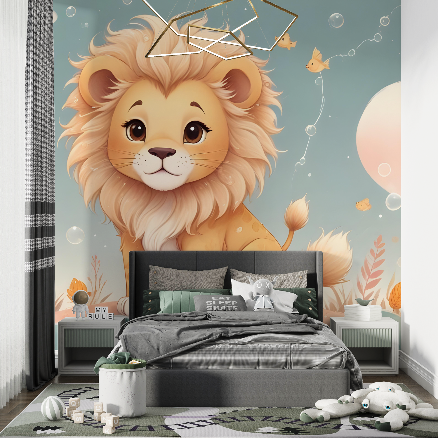 Papier Peint Enfant Lionceau - chambre de garçon