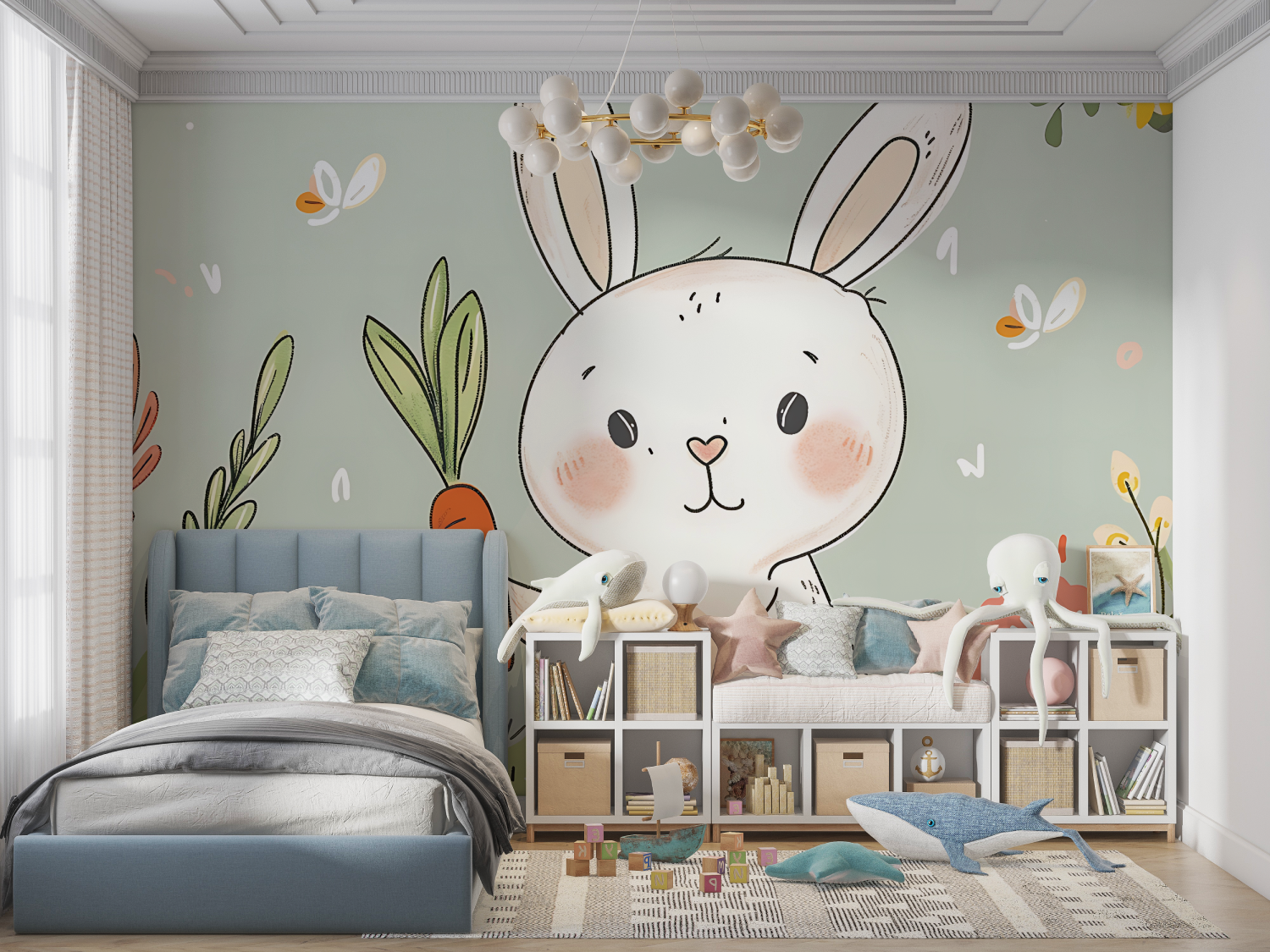 Papier Peint Enfant Lapin - chambre de garçon