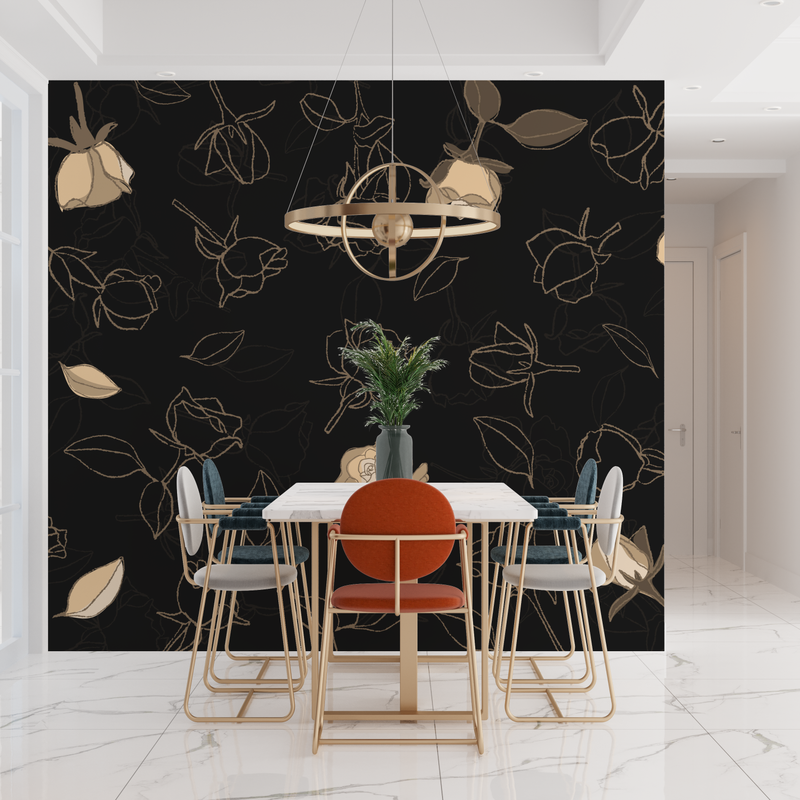 Papier Peint Noir Floral - tendances