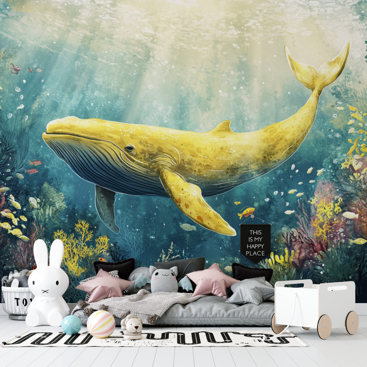 Papier peint marin sous marin et baleine tapisserie garcon