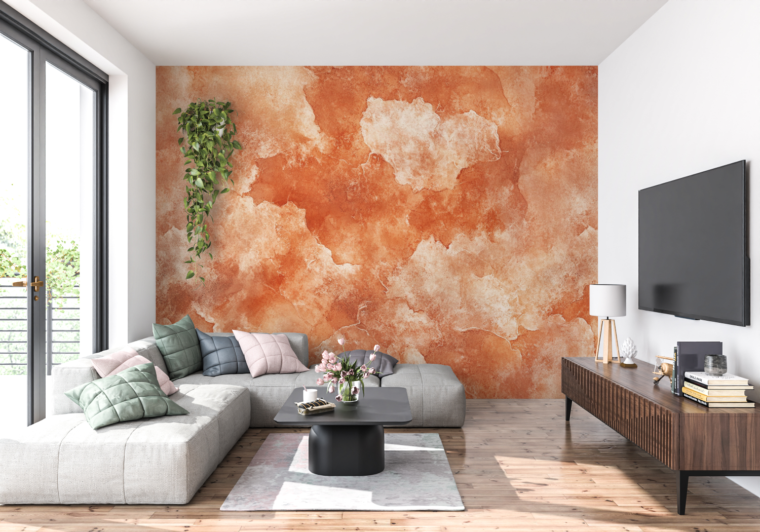Terracotta Abstract Art Wallpaper | Murals Wallpaper