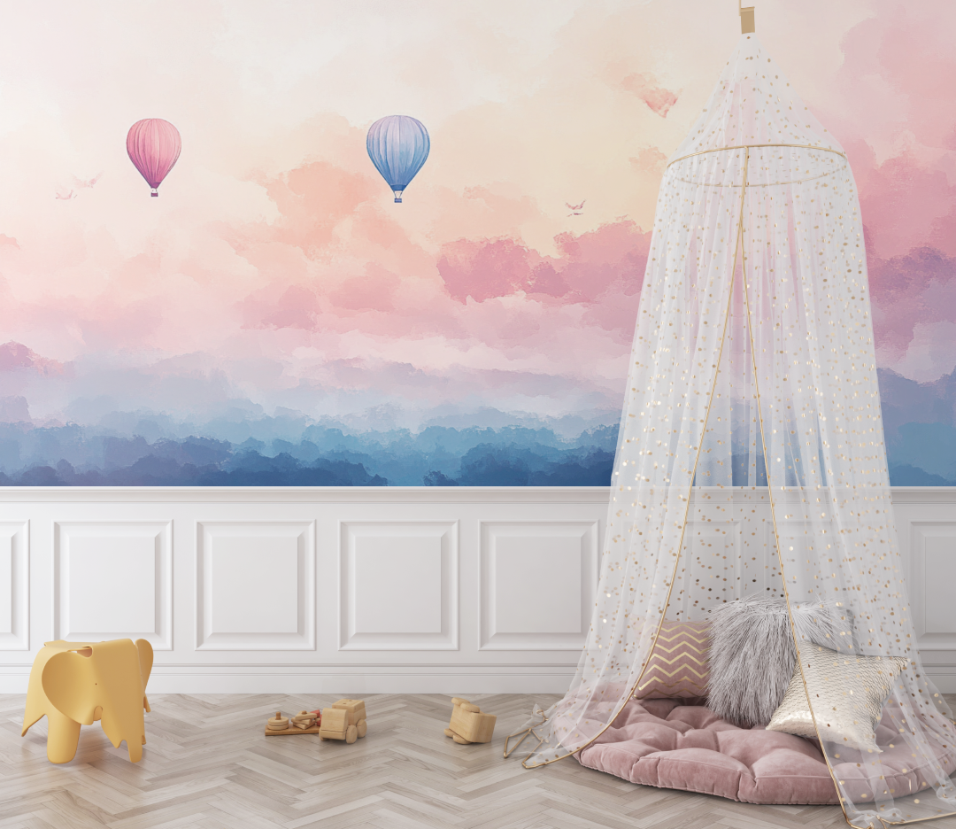 Hot Air Balloon and Sunset Sky Wallpaper | Murals Wallpaper