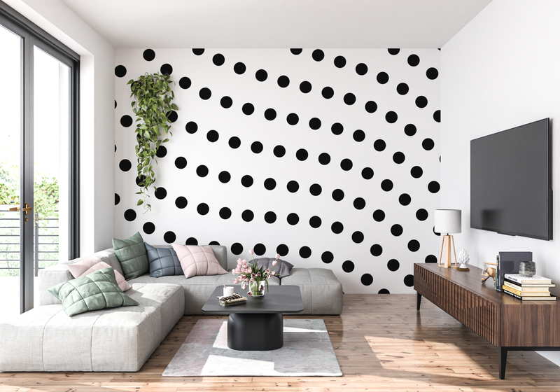 Papier Peint A Pois Noir - tendance mur