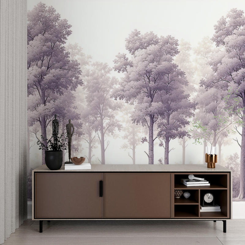 Papier Peint Arbres Violet - contemporain