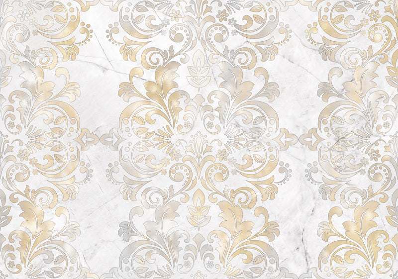 Papier Peint Baroque Beige Doré