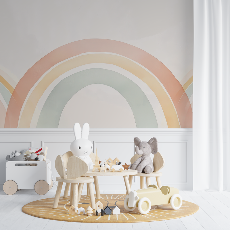 Papier peint bébé Arc-en-ciel bohème - bebe tipi