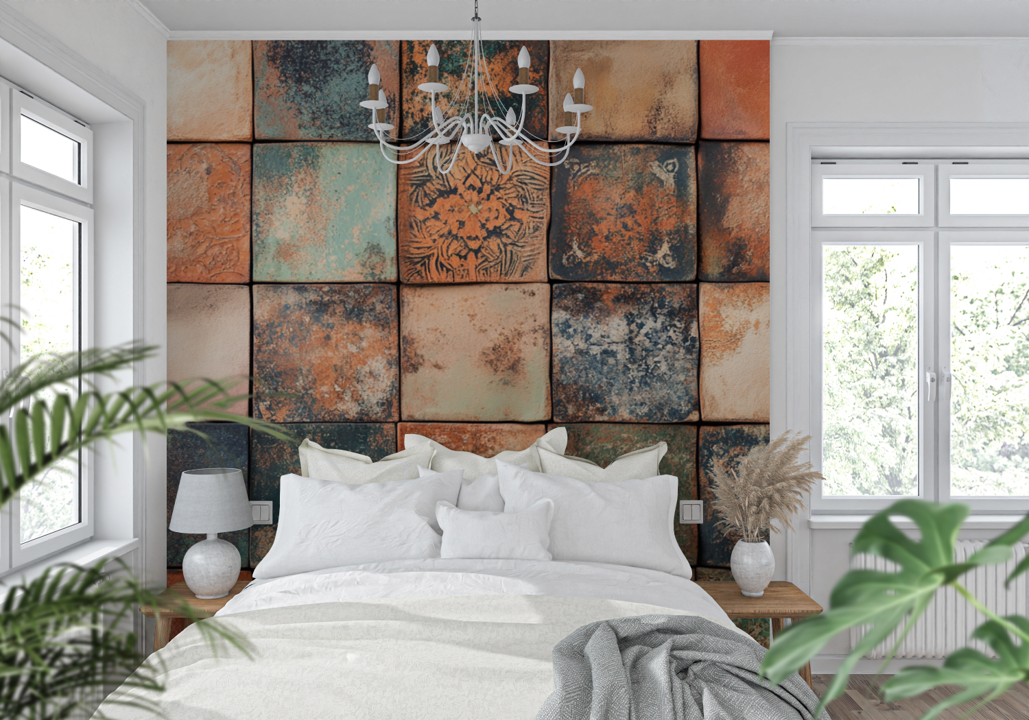 Terracotta Patchwork Artisan Wallpaper | Murals Wallpaper
