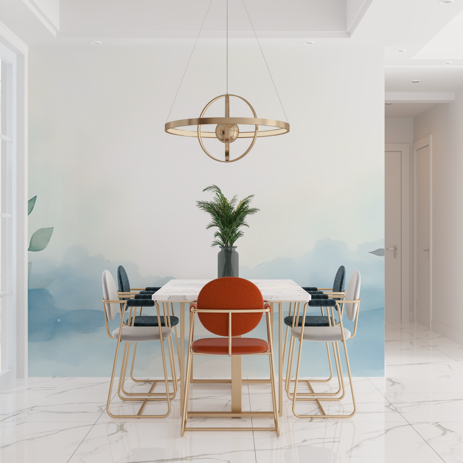 Watercolor Botanical Wallpaper Blue | Murals Wallpaper