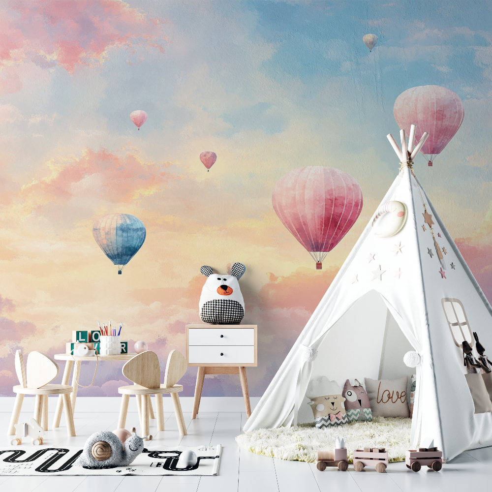 Hot Air Balloon Wallpaper with Sunrise Sky | Murals Wallpaper