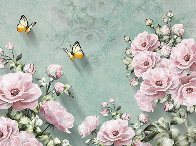 pink vintage floral wallpaper