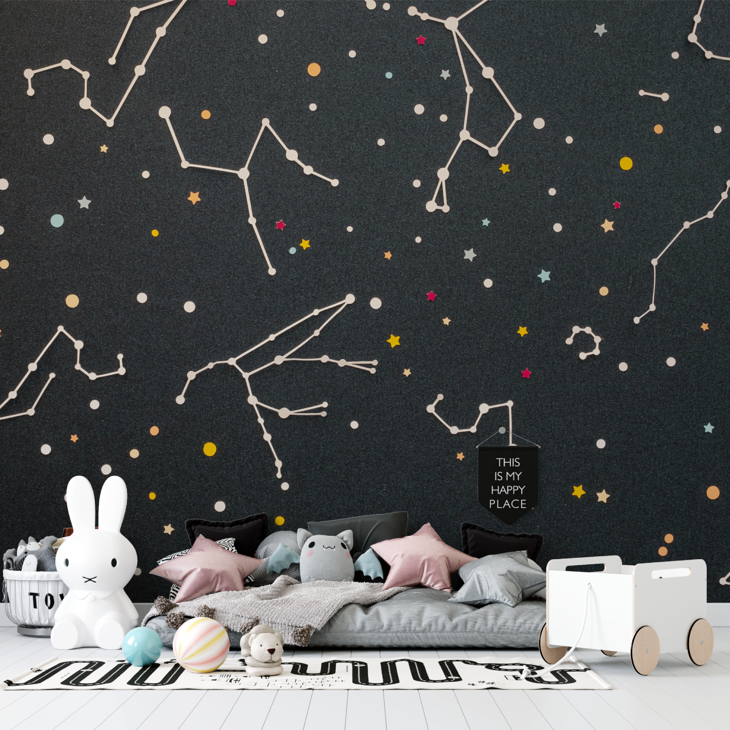 Papier Peint Garçon Constellations d'Étoiles - tapisserie garçon