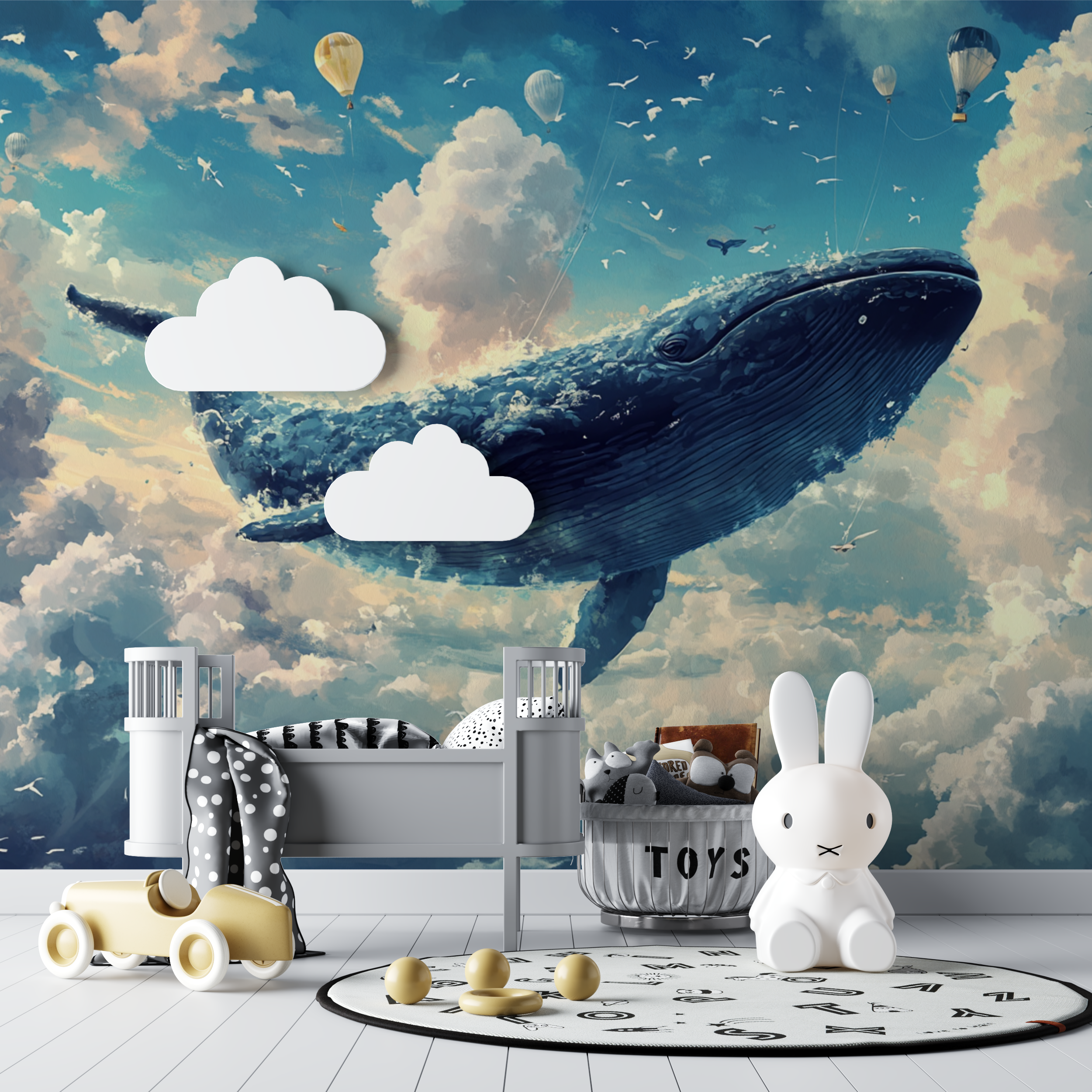 Papier peint marin baleine reveuse bebe tipi