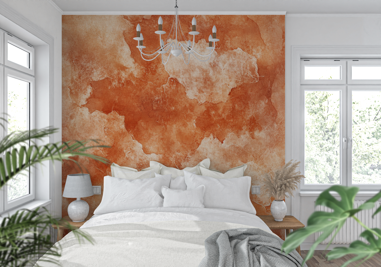 Terracotta Abstract Art Wallpaper | Murals Wallpaper