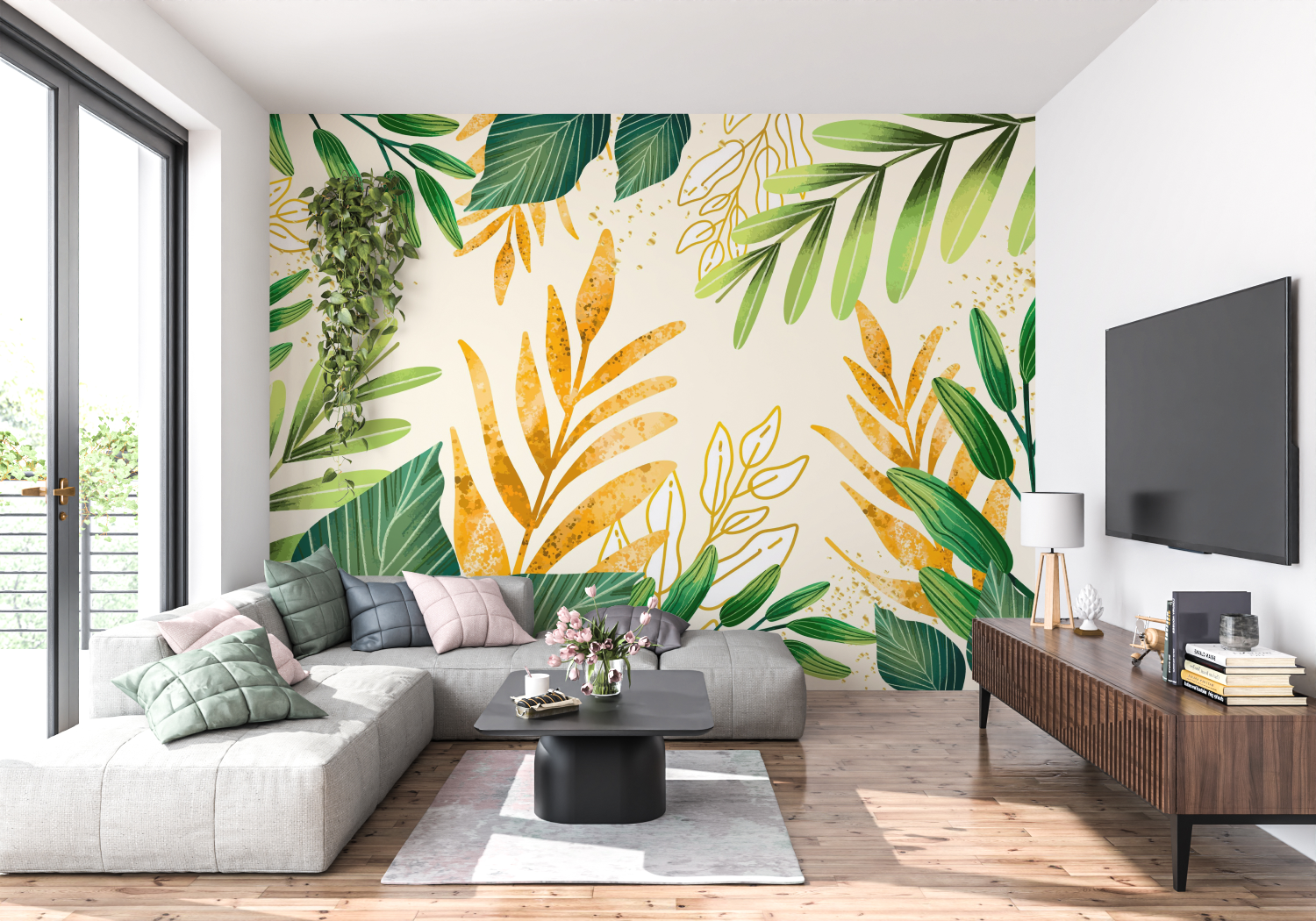 Papier Peint Vert Et Jaune - tendance mur