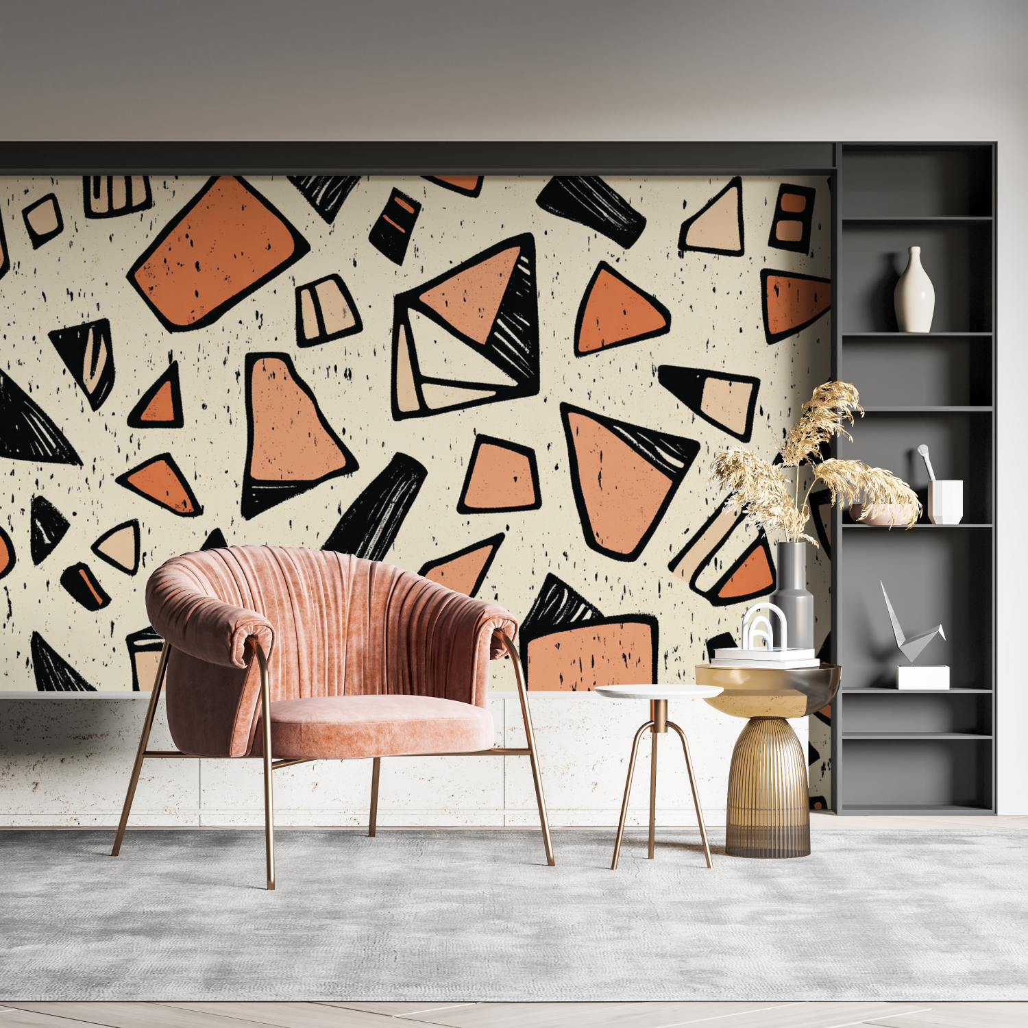Abstract Geometric Terracotta Wallpaper | Murals Wallpaper
