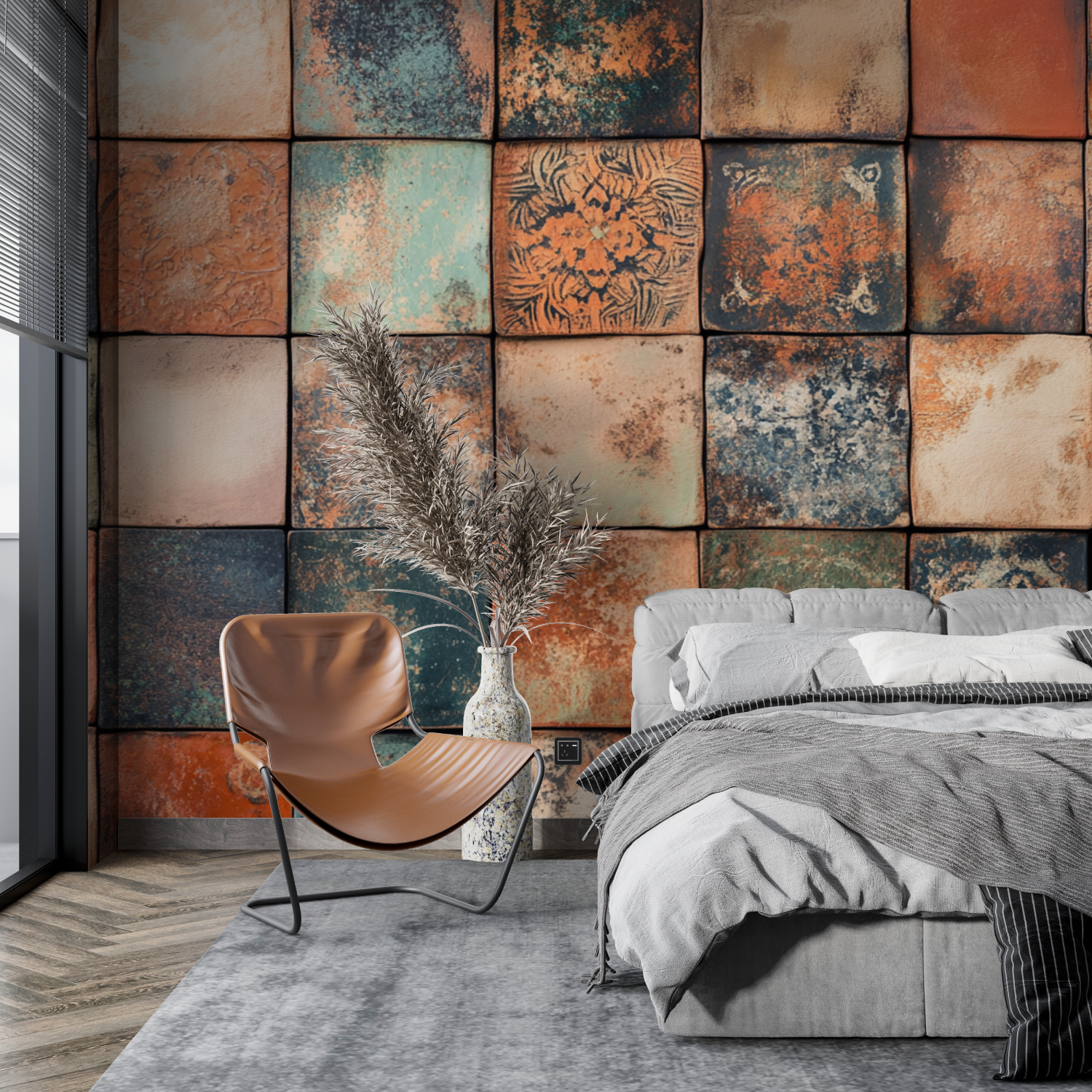 Terracotta Patchwork Artisan Wallpaper | Murals Wallpaper